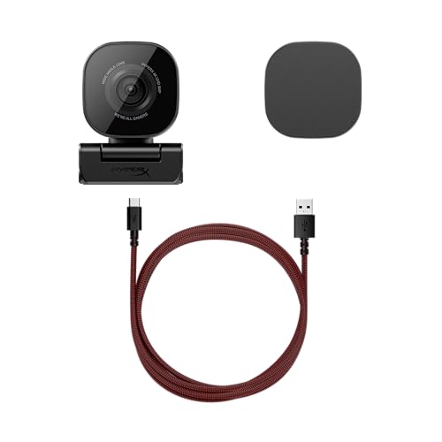 HyperX Vision S – Webcam, 4K Video Recording @ 30fps, 90° Field-of-View, Responsive Autofocus, Hyperflex Cable, Aluminum Body, Plug and Play, Sony Starvis 8MP Sensor, 5G2P Lens, USB-C – Black