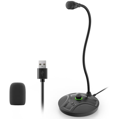 USB Computer Microphone, Plug & Play Desktop Condenser Mic for PC | mic with volume knob & mute. with Windows/Mac. For YouTube, gaming, streaming, podcast, recording. Black. - color: Black 2