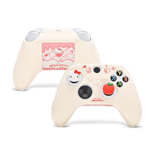 Kuitmor Controller Cover Skin for Xbox Series X/S,Soft Silicone Anti-Slip Protective Cover Skin Case Compatible with Xbox Controller with 2 Thumb Grip Caps and 1 Sticker (Beige Hello Kitty) - color: Beige Hello Kitty
