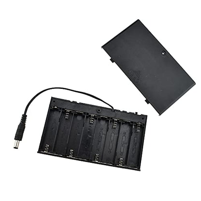 HAHIYO 12V 8x1.5V AA Battery Holder with DC Plug Portable Supply Quick Swap Securely Lids On/Off Switch Plastic Batteries Storage Box Case 2 Pieces for Wireless Cameras Halloween LED Light Strips - style: 8AA(DC Plug)-2P