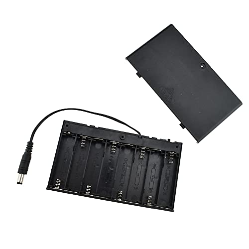 HAHIYO 12V 8x1.5V AA Battery Holder with DC Plug Portable Supply Quick Swap Securely Lids On/Off Switch Plastic Batteries Storage Box Case 2 Pieces for Wireless Cameras Halloween LED Light Strips - style: 8AA(DC Plug)-2P
