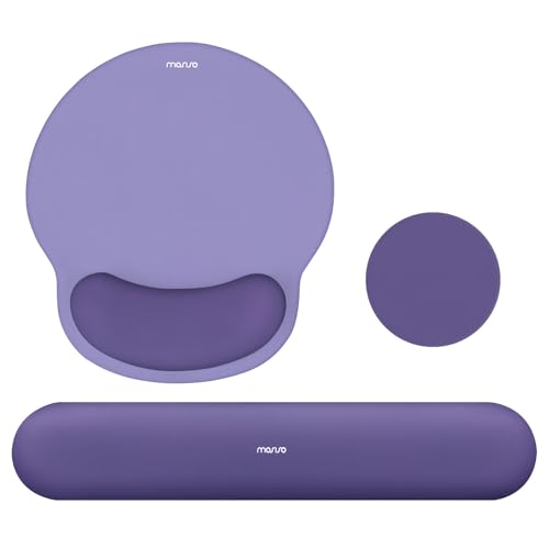 MOSISO Wrist Rest Support for Mouse Pad&Keyboard Set, Imperial Purple | Circle Curved Ergonomic Mousepad Non-Slip Base Home/Office Pain Relief&Easy Typing Pad with Soft Cloth&Silicone Lining - color: Imperial Purple