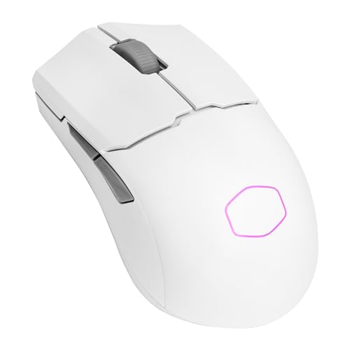Cooler Master MM712 Wireless Gaming Mouse White with Adjustable 19,000 DPI, 2.4GHz and Bluetooth, Ultraweave Cable, PTFE Feet, RGB Lighting and MasterPlus+ Software - style: MM712 Wireless White