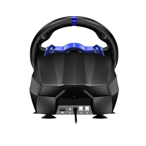 Flashfire SUZUKA 900S Adjustable Racing Steering Wheel Premium PS5 Version|Compatible with PS3,PS4,PS5,Nintendo Switch|270-900 Degrees Rotation with 3 Pedal Board and H-Shifter|Black and Blue (F111)