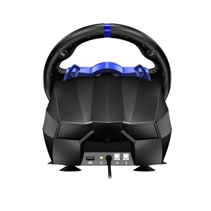 Flashfire SUZUKA 900S Adjustable Racing Steering Wheel Premium PS5 Version|Compatible with PS3,PS4,PS5,Nintendo Switch|270-900 Degrees Rotation with 3 Pedal Board and H-Shifter|Black and Blue (F111)