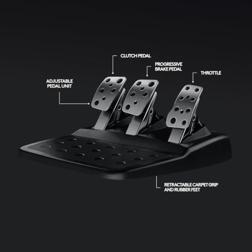Logitech G920 Driving Force Racing Wheel and Floor Pedals for Xbox Series X|S, One, PC – Real Force Feedback, Hand-Stitched Leather, Stainless Steel Paddle Shifters with Signature Series Microfiber Lens Cloth