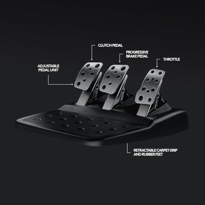 Logitech G920 Driving Force Racing Wheel and Floor Pedals for Xbox Series X|S, One, PC – Real Force Feedback, Hand-Stitched Leather, Stainless Steel Paddle Shifters with Signature Series Microfiber Lens Cloth