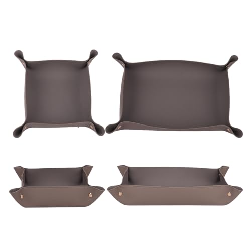 2pc Leather Valet Tray Organizer, Desk Organizer Tray Or Candy Holder, Practical Storage Tool for Travel, Home Or Office (Grey, Large+Extra Large) - color: Gray