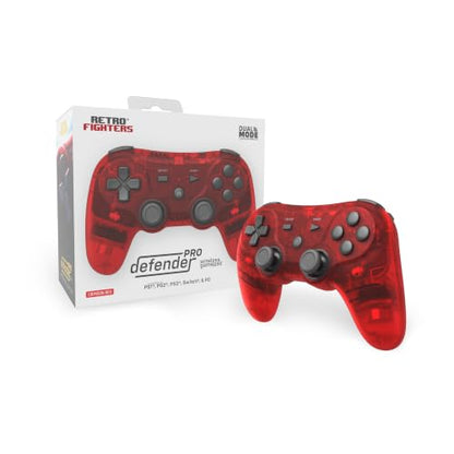 Retro Fighters Defender Pro Wireless Controller for PS1, PS2, PS3, Switch, & PC | 2.4GHz & Bluetooth (Crimson Red) - color: Crimson Red