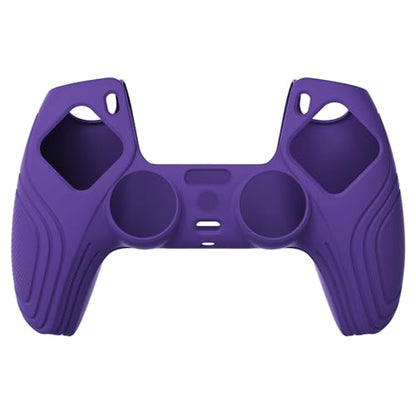 eXtremeRate PlayVital Samurai Edition Purple Anti-Slip Controller Silicone Skin for ps5, Ergonomic Soft Rubber Protective Case for ps5 Controller with Black Thumb Stick Caps - color: Purple
