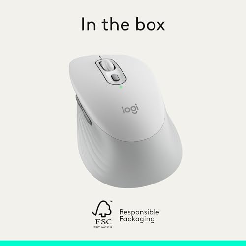 Logitech Signature Comfort M840 L Wireless Mouse Bluetooth - Off White | Bluetooth, SmartWheel, customizable buttons, multi-device, for Windows, MacOS, iPadOS - color: Off White, style: No Palm Cushion