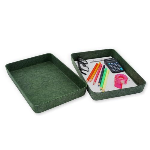 2pc Office desk drawer organizer tray letter-size file Forest Green - color: Forest green