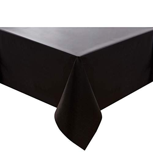 NLMUVW Black Vinyl Tablecloth, Heavy Duty PVC Table Cloth Waterproof | Dining Table Cover Rectangle Wipe Clean for Kitchen Picnic, 54 x 78 inch - color: Black, size: 78" x 54" (Rectangular)