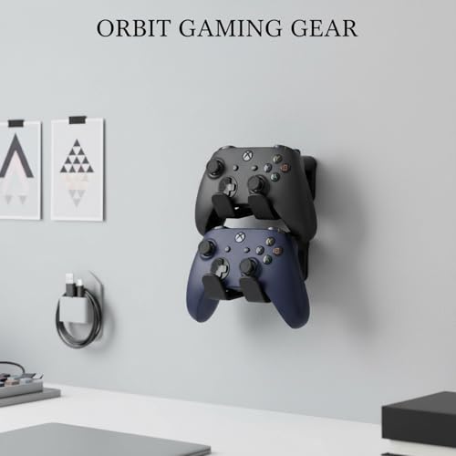 Silicone Wall Mount for Game Controllers, Flexible Non-Slip Holder for Gaming Room Organization, Compact Rack Saves Desk Space - color: Black