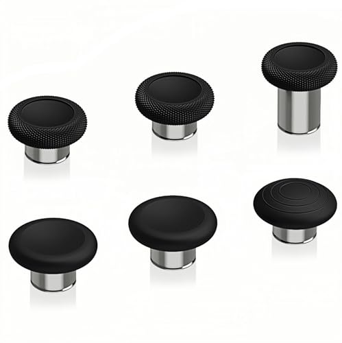 eXtremeRate 6 in 1 Metal Replacement Thumbsticks Grip, Swap Magnetic Joysticks for Xbox One Elite Series 2 & Xbox Elite 2 Core Controller (Model 1797) - Black - color: Black