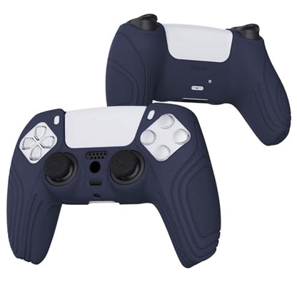 eXtremeRate PlayVital Samurai Edition Midnight Blue Anti-Slip Controller Grip Silicone Skin for ps5, Ergonomic Soft Rubber Case for ps5 Controller with Black Thumb Stick Caps - color: Midnight Blue