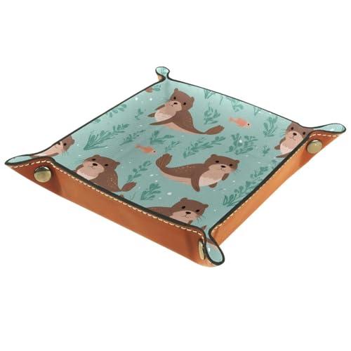 Dice Trays Otters Holder Storage Box for Dice Games Like RPG DND, Leather Dice Holder Portable Folding Rolling Dice Tray, 16x16cm - color: Multi 6