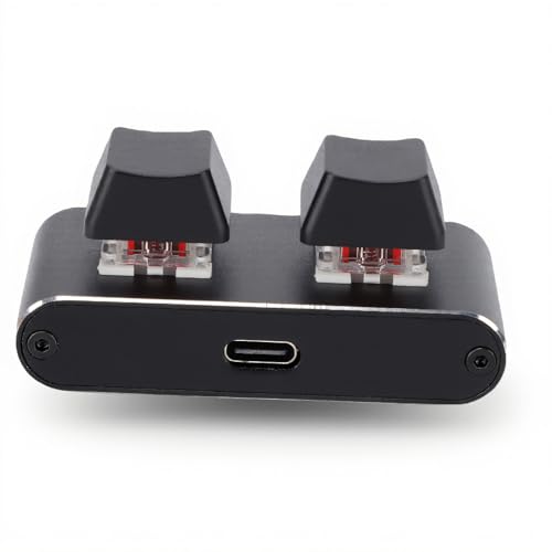 Programmable 2 Key Mechanical Keyboard, Aluminum Alloy USB Macro Keypad with Red Switches for Gaming Productivity, Custom Shortcut Keys, Hot Swappable One Handed Design