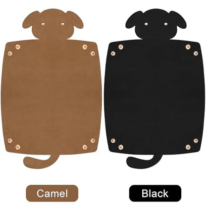 SIQUK 2 Pieces Dog Dice Rolling Tray Folding Dice Trays PU Leather Scroll Dices Holder Storage for D&D RPG Games (Camel, Black) - color: Camel, Black