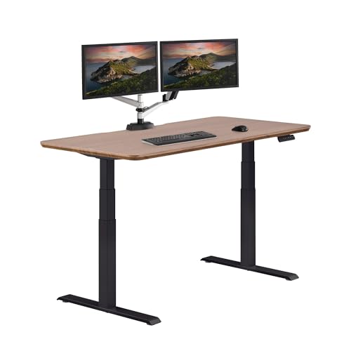 Vari Classic Electric Standing Desk - VariDesk Height Adjustable Sit/Stand Desk - Dual Motor with Memory Presets, Stable T-Style Legs - Gaming or Home Office Workstation - 60”x30”, Walnut/Black - color: Walnut Top / Black Legs, size: 60 in x 30 in