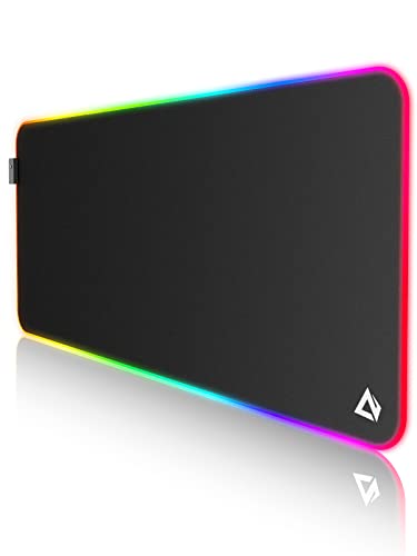 Gaming Mouse Pad, RGB Mouse Mat XXL Large (35.4 x 15.75 in) with 7 LED Colors 11 Lighting Modes Waterproof Fabric Surface Non-Slip Rubber Base for PC Laptop Keyboard - size: 35.4L x 15.8W inches