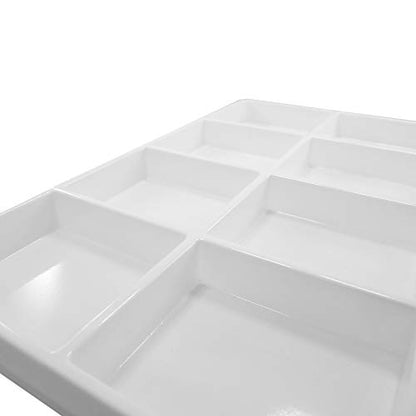 Heavy Duty Beach-Stone White Plastic 8 Compartment Tray - for Storage/Organization/Display/Sales/Stacking/Sorting