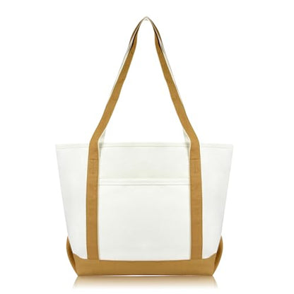 DALIX Daily Shoulder Tote Bag Premium Cotton in Brown - color: Brown