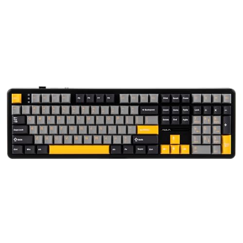 EPOMAKER Aula F108 Wireless Gaming Keyboard, Full Size Mechanical Keyboard with 4000mAh Battery, 108 Hot-Swappable and Programmable Keys, RGB Backlight, for Mac/PC/Android (Grey&Yellow) - color: Grey&Yellow
