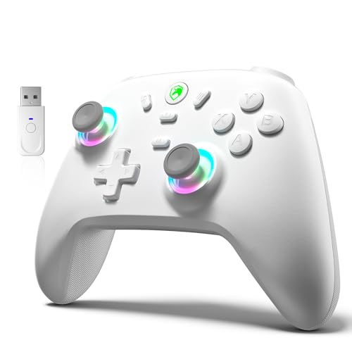 ECHTPower Wireless PC Gaming Controller - Hall Effect Joystick, 2.4G & Wired 1000Hz Polling Rate, 800mAh Battery, Adjustable Turbo/Vibration - for PC/Switch/iOS/Android-off White - color: off-white color