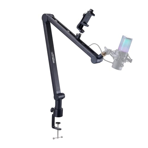 VEVOR Microphone Boom Arm, with Desk Mount Clamp, Adjustable Mic Stand with Cable Management,360° Rotatable,3/8" to 5/8" Adapter, for Recording Studio Streaming Gaming Blue Yeti SM7B Audio Podcast - style: Mic Boom Arm