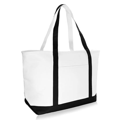DALIX Daily Shoulder Tote Bag Premium Cotton in Black - color: Black
