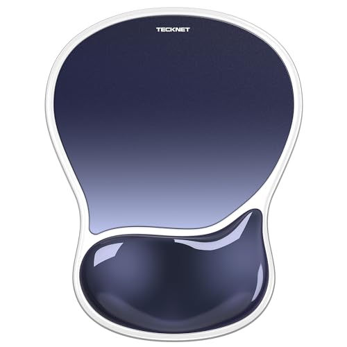 TECKNET Gel Mousepad with Wrist Rest, Ergonomic Mouse Pad with Gel Wrist Support for Relieve Wrist Pain Comfortably - Non-Slip Base & Waterproof Surface for Office, Gaming, Study Comfort - Dark Blue - color: Dark Blue