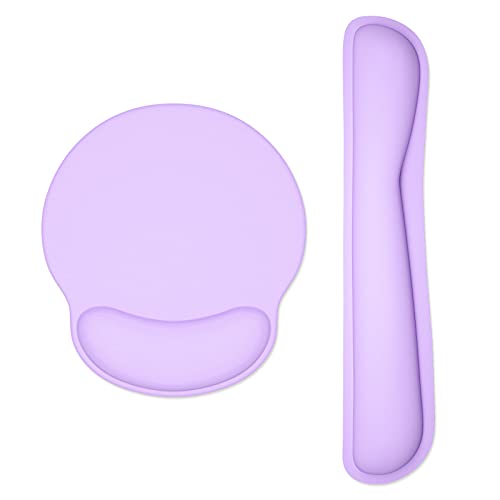 Dapesuom Keyboard Wrist Rest and Mouse Pad with Wrist Support, Cute Memory Foam Cushion for Keyboard and Mouse Set, Ergonomic Pad Rests with Non Slip Base for Easy Typing & Pain Relief, Vanilla Purple - color: A-vanilla Purple