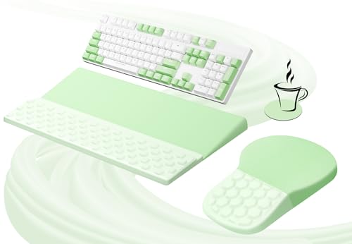 Ospelelf Ergonomic Mouse Pad and Keyboard Stand Wrist Rest Set, Memory Foam Comfort, Pain Relief for Typing, Office Desk Accessories, Green - color: Green