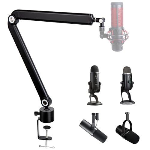 SUNMON Mic Stand Boom Arm - Microphone Arm Compatible with HyperX QuadCast, 360° Rotation Microphone Stand, Weighted Metal Mic Boom Arm for HyperX QuadCast,Blue Yeti,Shure MV7,Rode and Most Gaming - color: Microphone Boom Arm