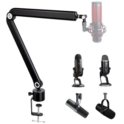 SUNMON Mic Stand Boom Arm - Microphone Arm Compatible with HyperX QuadCast, 360° Rotation Microphone Stand, Weighted Metal Mic Boom Arm for HyperX QuadCast,Blue Yeti,Shure MV7,Rode and Most Gaming - color: Microphone Boom Arm