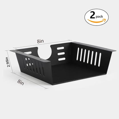 2 Pack Under Desk Shelf - Black Desk Shelf for Office Tables & Workstations（8Inch） - size: 8 inch 2 Pack