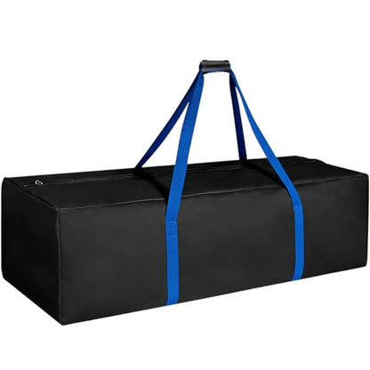 Sports Duffle Bag, 60 Inch Extra Large - Heavy Duty for Travel Gym Camping | 600D PU fabric, reinforced stitching & dual-zipper top. Padded suitcase-style grab handle. Wide blue webbing trim. - size: 60-inch