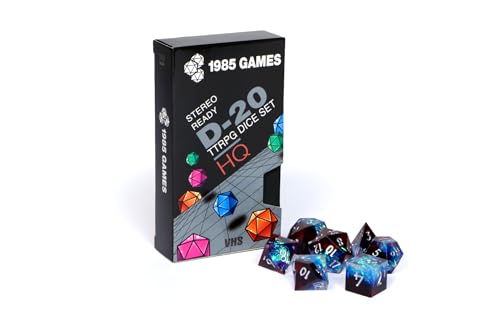 Sharp Edge DND Dice Set – Plasmic Punch Polyhedral Dice in Retro VHS Box – TTRPG Dice Set – Tabletop RPG Accessory (Set of 7) - style: Plasmic Punch