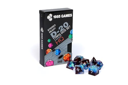 Sharp Edge DND Dice Set – Plasmic Punch Polyhedral Dice in Retro VHS Box – TTRPG Dice Set – Tabletop RPG Accessory (Set of 7) - style: Plasmic Punch