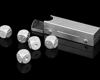 DS.DISTINCTIVE STYLE Aluminum Alloy Dice 5 Pieces 16mm Portable Metal Dices with Case 6 Sided Dice for Party Game - color: Silver, style: Rectangle
