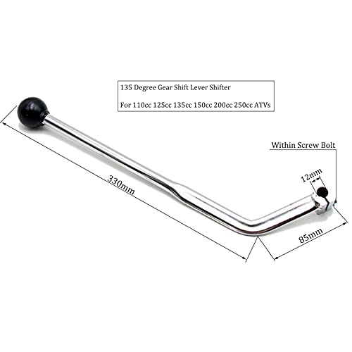PRO BAT 135° Motorcycle Hand Control Gear Shift Lever Shifter 11mm | for 50cc 70cc 90cc 110cc 125cc 135cc 150cc 200cc 250cc Mini Quad ATV Bike Dune Buggy - color: silvery