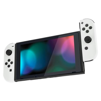 eXtremeRate DIY Replacement Shell Buttons for Switch & Switch OLED, White Custom Housing Case with Full Set Button for Joycon Handheld Controller - Controller NOT Included - color: White