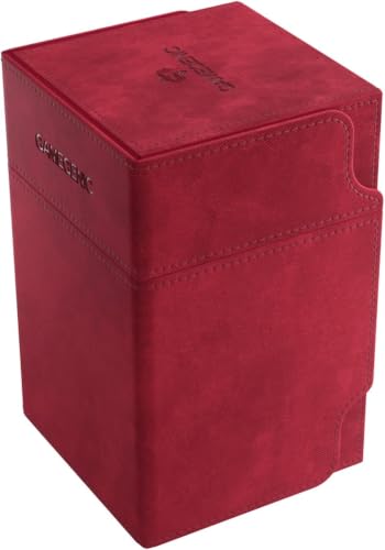 GameGenic Deck Box – Watchtower XL Red 100CT – Durable and Sturdy TCG, OCG, CCG Card Storage – Compatible with Pokemon, Yugioh, Commander, and MTG Magic: The Gathering Cards - color: Red