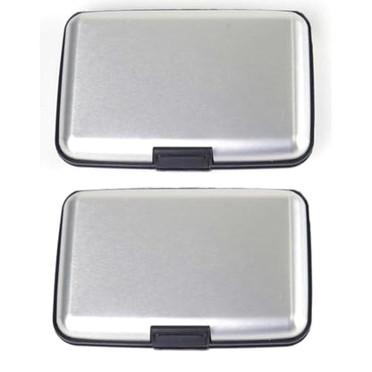 2 Pack Metal Credit Card Holder Aluminum Wallet RFID Blocking Slim Card Case Hard Shell Card Holder Wallet for Men Women Business Travel (Silver) - color: Silver