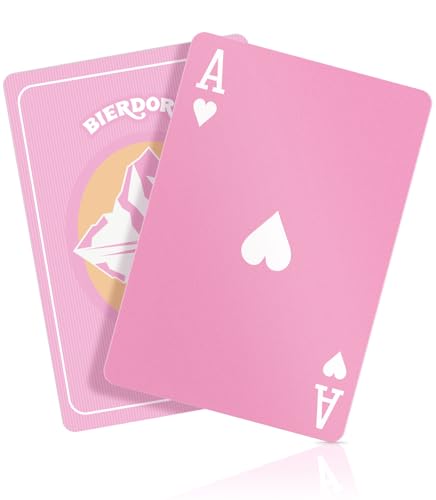BIERDORF Pink Waterproof Playing Cards Durable Cute Deck of Cards Standard Index Professional Premium Poker Cards Vintage Themed Card Games for Families or Adults Pink Alps Style - style: Pink Alps