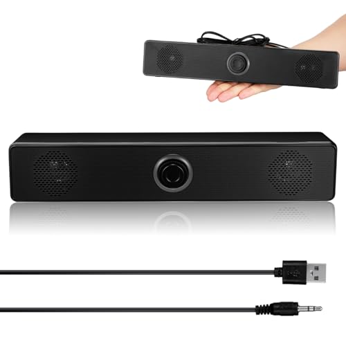 HOMSFOU Sound Bar System 2.0 Stereo Desktop Speaker for Tv Pc Mobile Devices Compact Home Soundbar with Clear Audio Easy Setup and Portable Design 12.40X2.20X2.20In