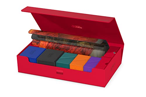 Ultimate Guard Omnihive 1000+, Deck Case for 1000 Double-Sleeved TCG Cards + 2 removable Trays, Red, Magnetic Closure & Microfiber Inner Lining - color: Red