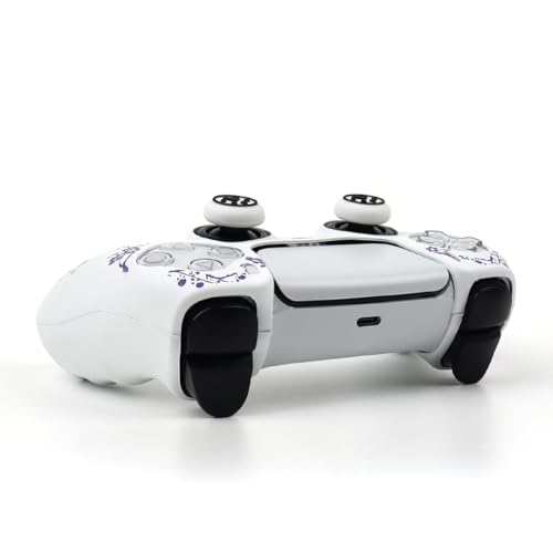 Cat Among Blossoming Branches Controller Skin Cover Compatible with PS5/Playstation 5 Controller, RALAN Protector Case Customised Thumb Grip - color: Cat White Purple