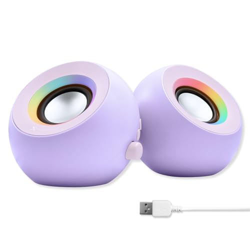X9 Performance Purple Computer Speakers for Desktop PC with RGB Lighting, Bluetooth, USB, and AUX - Triple Mode Connection, Dual 2.25" Drivers for Work and Play - Bluetooth PC Speakers - Purple - color: Purple